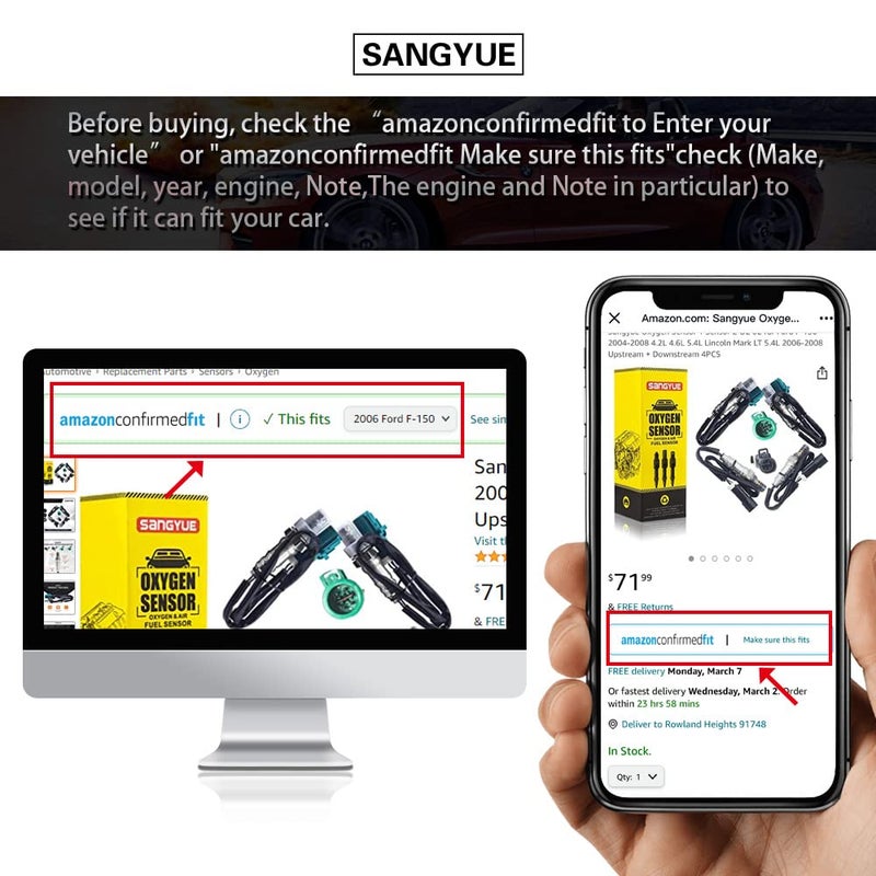Sangyue Oxygen Sensor for Chevrolet Equinox Impala Traverse GMC Terrain Acadia Cadillac SRX Buick Lacrosse Upstream +Downstream 4PCS - Image 5